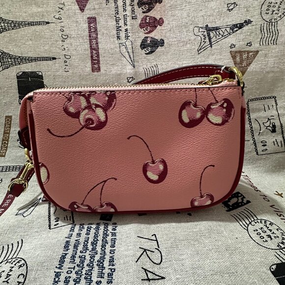 Nolita Pink Cherry Print Pebbled Leather Tote - Picture 2 of 6